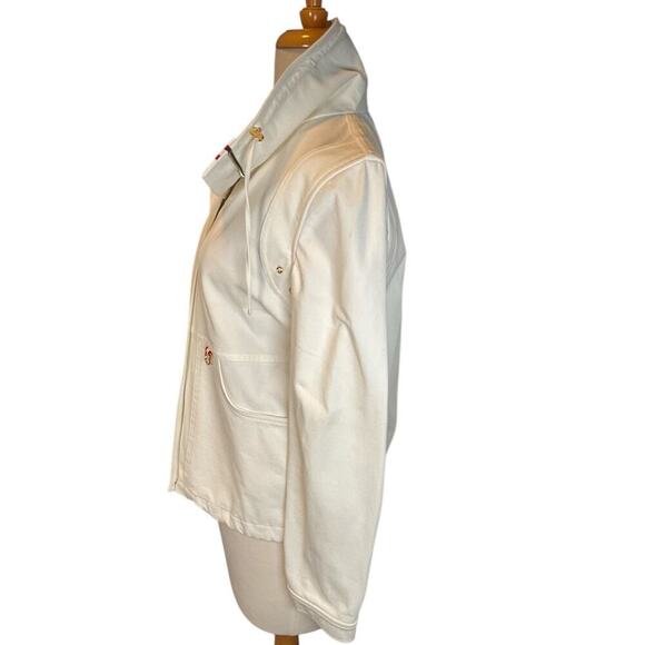St. John Sport By Marie Gray White Red Gold Preppy Coat Size P Beautiful Detail - Picture 3 of 16